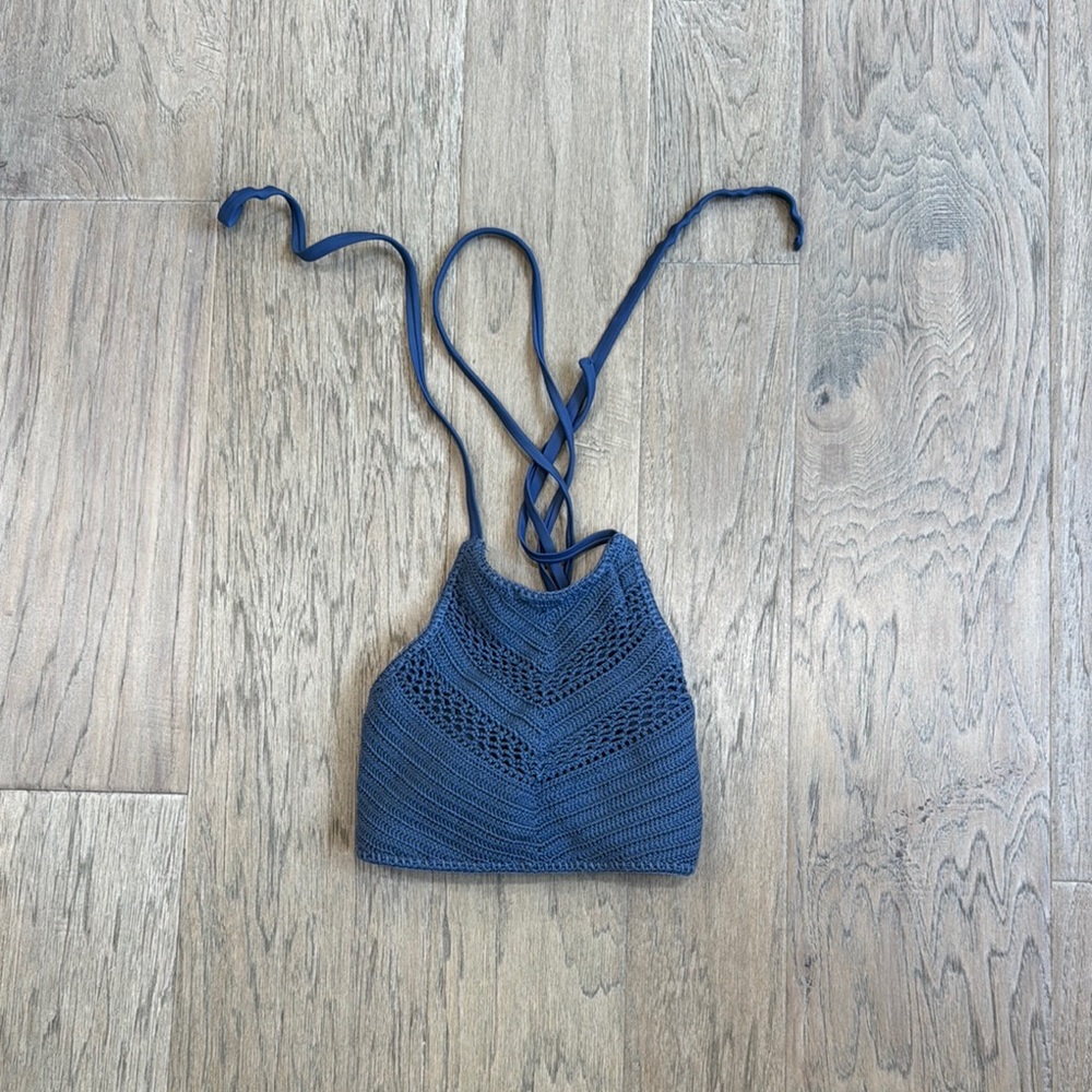 Xhilaration Juniors Crochet High Neck Strappy Bikini Top Size Medium - Picture 1 of 5